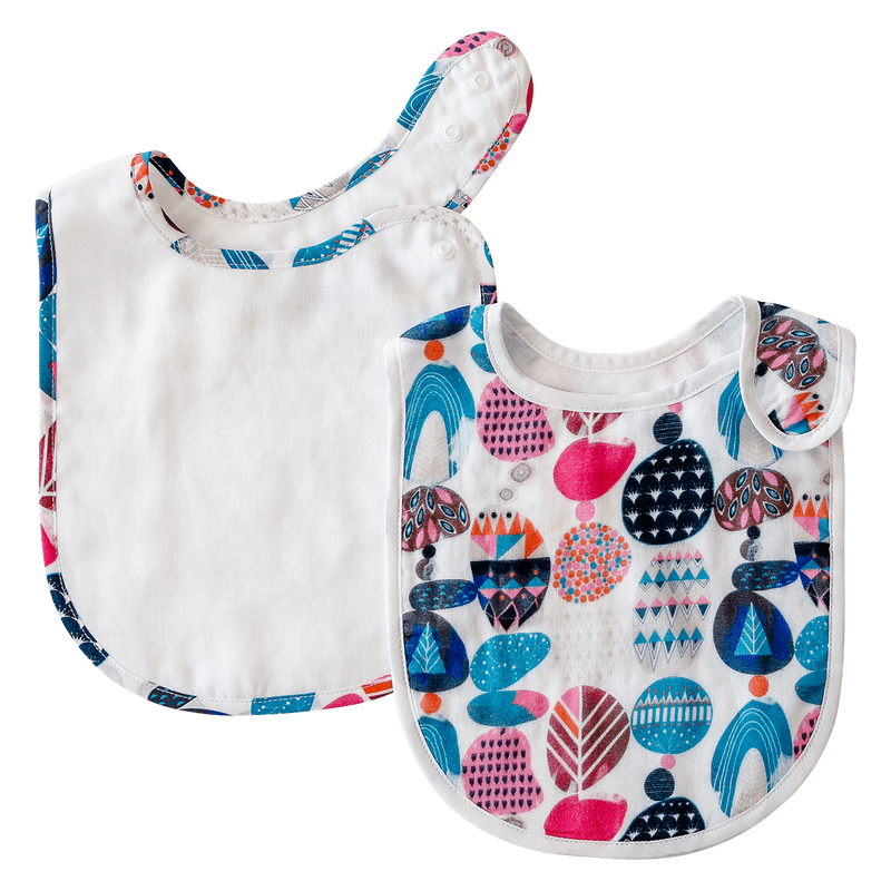 Pikku Baby | Classic Bib Set | Muslin Drool Bibs | Painted Stones Collection