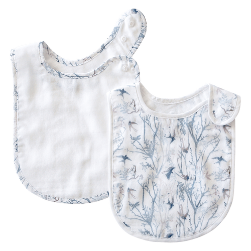 Pikku Baby | Classic Bib Set | Muslin Drool Bibs | Swallows Collection