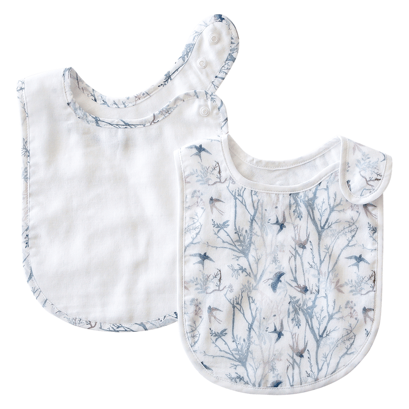 Pikku Baby | Classic Bib Set | Muslin Drool Bibs | Swallows Collection
