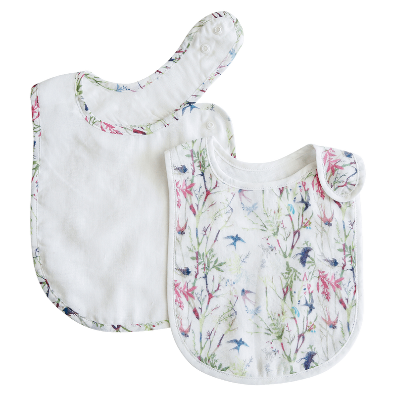Pikku Baby | Classic Bib Set | Muslin Drool Bibs | Swallows Collection