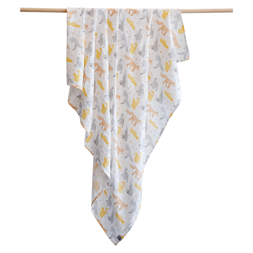 Pikku Baby | Muslin Swaddle Wrap | Playful Fox Collection